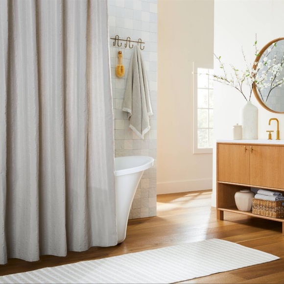 Hearth & Hand - Shower Curtain Jet Gray Crinkle Stripe NWT - Picture 2 of 5